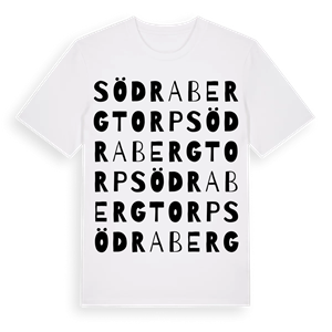 Södra Bergtorp ordlek t-shirt – ekologisk bomull t-shirt från Pinshirt