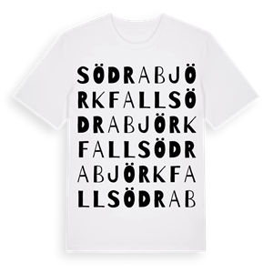Södra Björkfall ordlek t-shirt – ekologisk bomull t-shirt från Pinshirt