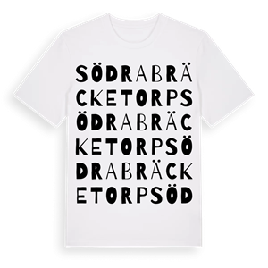 Södra Bräcketorp ordlek t-shirt – ekologisk bomull t-shirt från Pinshirt