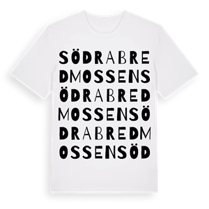 Södra Bredmossen ordlek t-shirt – ekologisk bomull t-shirt från Pinshirt