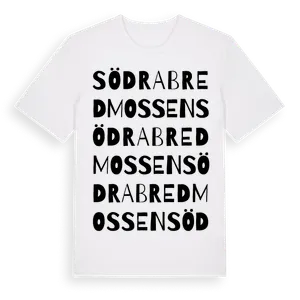 Södra Bredmossen ordlek t-shirt – ekologisk bomull t-shirt från Pinshirt