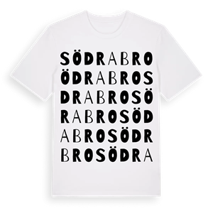 Södra Bro ordlek t-shirt – ekologisk bomull t-shirt från Pinshirt