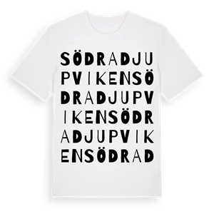 Södra Djupviken ordlek t-shirt – ekologisk bomull t-shirt från Pinshirt
