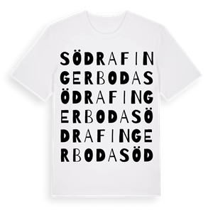 Södra Fingerboda ordlek t-shirt – ekologisk bomull t-shirt från Pinshirt