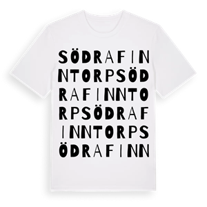 Södra Finntorp ordlek t-shirt – ekologisk bomull t-shirt från Pinshirt