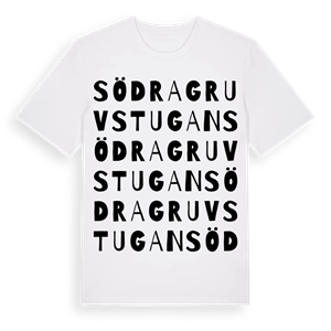 Södra Gruvstugan ordlek t-shirt – ekologisk bomull t-shirt från Pinshirt