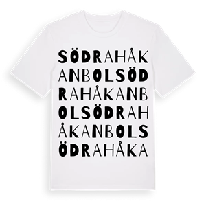 Södra Håkanbol ordlek t-shirt – ekologisk bomull t-shirt från Pinshirt