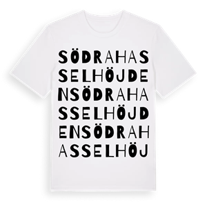 Södra Hasselhöjden ordlek t-shirt – ekologisk bomull t-shirt från Pinshirt