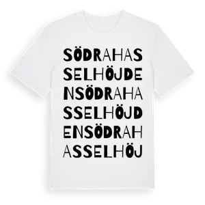 Södra Hasselhöjden ordlek t-shirt – ekologisk bomull t-shirt från Pinshirt