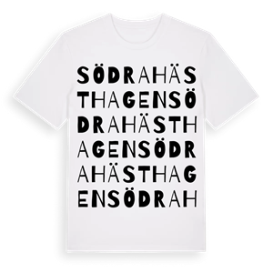 Södra Hästhagen ordlek t-shirt – ekologisk bomull t-shirt från Pinshirt