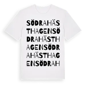 Södra Hästhagen ordlek t-shirt – ekologisk bomull t-shirt från Pinshirt