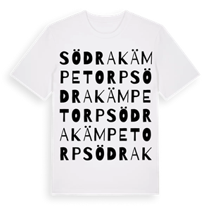Södra Kämpetorp ordlek t-shirt – ekologisk bomull t-shirt från Pinshirt