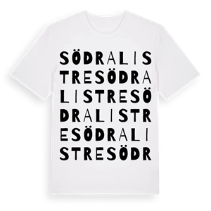 Södra Listre ordlek t-shirt – ekologisk bomull t-shirt från Pinshirt