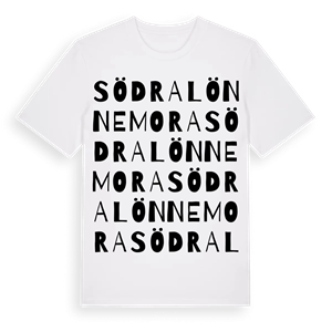 Södra Lönnemora ordlek t-shirt – ekologisk bomull t-shirt från Pinshirt