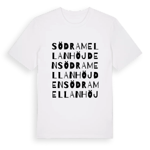 Södra Mellanhöjden ordlek t-shirt – ekologisk bomull t-shirt från PinShirt