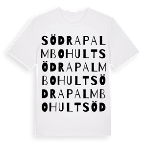 Södra Palmbohult ordlek t-shirt – ekologisk bomull t-shirt från Pinshirt