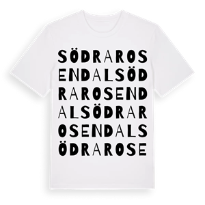 Södra Rosendal ordlek t-shirt – ekologisk bomull t-shirt från Pinshirt