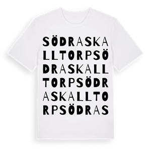 Södra Skalltorp ordlek t-shirt – ekologisk bomull t-shirt från Pinshirt