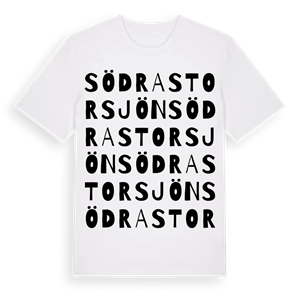 Södra Storsjön ordlek t-shirt – ekologisk bomull t-shirt från Pinshirt