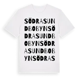 Södra Sundbobyn ordlek t-shirt – ekologisk bomull t-shirt från Pinshirt