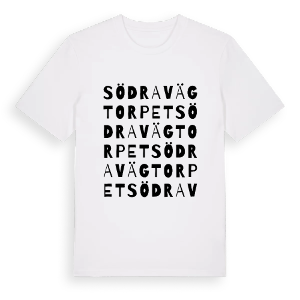 Södra Vägtorpet ordlek t-shirt – ekologisk bomull t-shirt från PinShirt