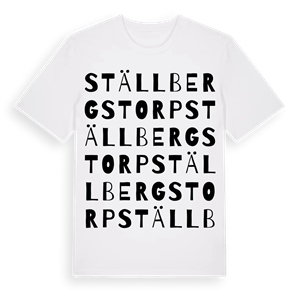 Ställbergstorp ordlek t-shirt – ekologisk bomull t-shirt från Pinshirt