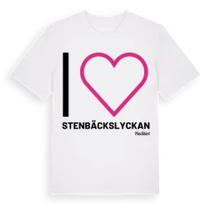 Jag älskar Stenbäckslyckan t-shirt stort tryck – ekologisk bomull t-shirt från Pinshirt
