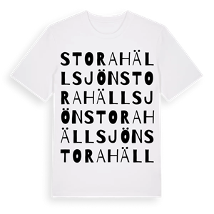 Stora Hällsjön ordlek t-shirt – ekologisk bomull t-shirt från Pinshirt