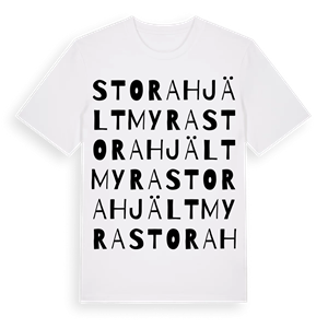 Stora Hjältmyra ordlek t-shirt – ekologisk bomull t-shirt från Pinshirt