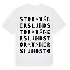 Stora Vänerslund ordlek t-shirt – ekologisk bomull t-shirt från Pinshirt