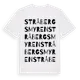 White t-shirt med Stråbergsmyren ordlek t-shirt