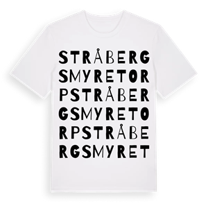 Stråbergsmyretorp ordlek t-shirt – ekologisk bomull t-shirt från Pinshirt