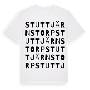 Stuttjärnstorp ordlek t-shirt – ekologisk bomull t-shirt från Pinshirt