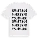 White t-shirt med Svartsjömark ordlek t-shirt