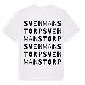 Svenmanstorp ordlek t-shirt – ekologisk bomull t-shirt från Pinshirt