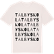 Vintage White t-shirt med Talby skola ordlek t-shirt