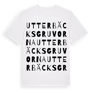 Utterbäcksgruvorna ordlek t-shirt – ekologisk bomull t-shirt från Pinshirt