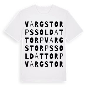 Vargstorps soldattorp ordlek t-shirt – ekologisk bomull t-shirt från Pinshirt
