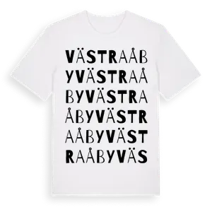 Västra Åby ordlek t-shirt – ekologisk bomull t-shirt från Pinshirt