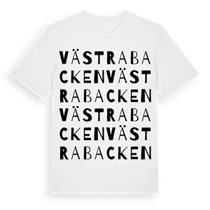 Västra Backen ordlek t-shirt – ekologisk bomull t-shirt från Pinshirt