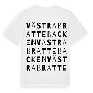 Västra Brattebacken ordlek t-shirt – ekologisk bomull t-shirt från PinShirt