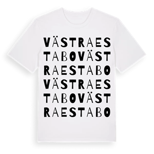 Västra Estabo ordlek t-shirt – ekologisk bomull t-shirt från Pinshirt