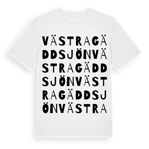 Västra Gäddsjön ordlek t-shirt – ekologisk bomull t-shirt från Pinshirt