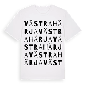 Västra Härja ordlek t-shirt – ekologisk bomull t-shirt från Pinshirt