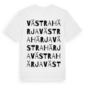 Västra Härja ordlek t-shirt – ekologisk bomull t-shirt från Pinshirt