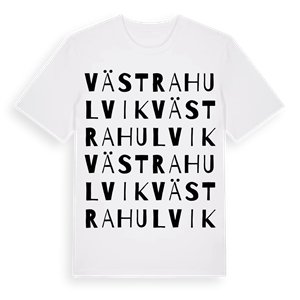 Västra Hulvik ordlek t-shirt – ekologisk bomull t-shirt från Pinshirt