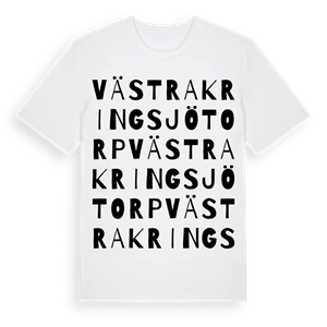 Västra Kringsjötorp ordlek t-shirt – ekologisk bomull t-shirt från Pinshirt