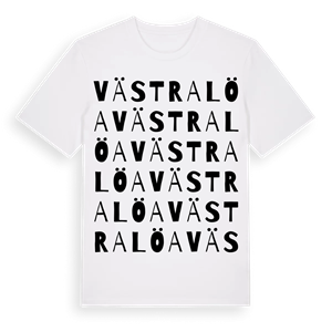 Västra Löa ordlek t-shirt – ekologisk bomull t-shirt från Pinshirt