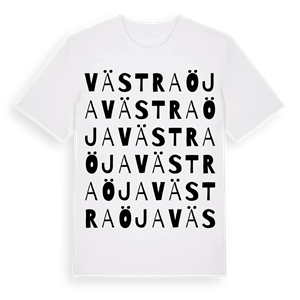 Västra Öja ordlek t-shirt – ekologisk bomull t-shirt från Pinshirt