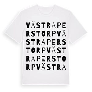 Västra Perstorp ordlek t-shirt – ekologisk bomull t-shirt från Pinshirt